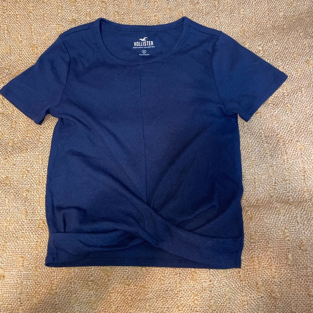Black Ribbed Hollister Crop T-Shirt